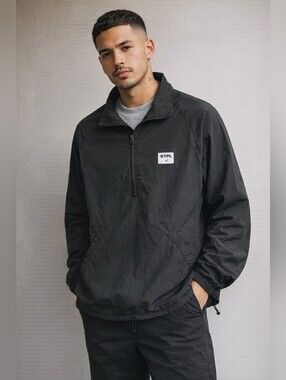 Jeff Staple STPL Black Half-Zip Windbreaker Jacket for Men
